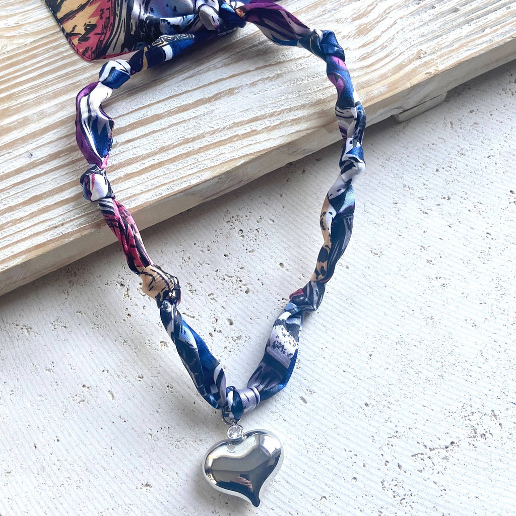 Scarf Necklace w/ Charms + Pendants