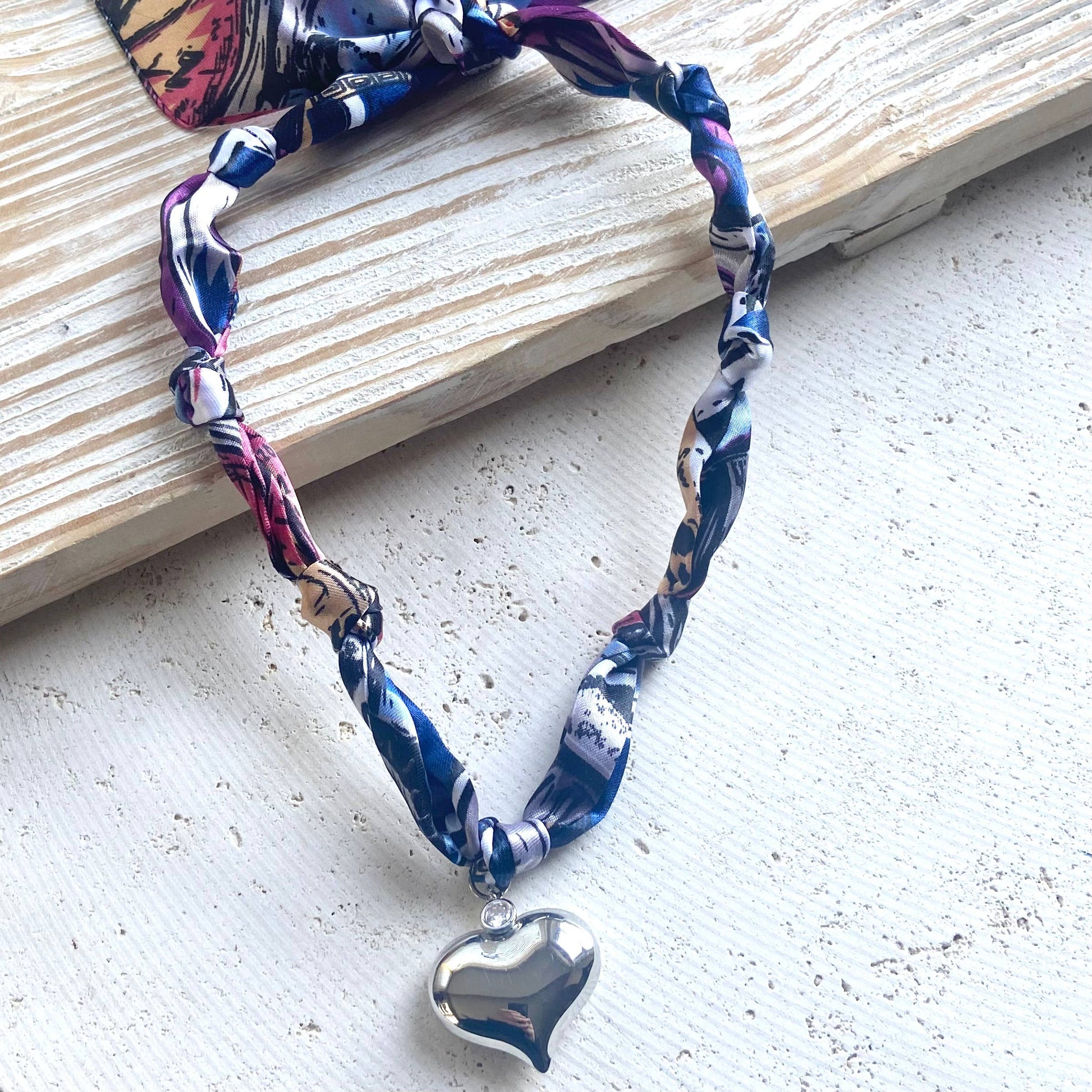 Scarf Necklace w/ Charms + Pendants