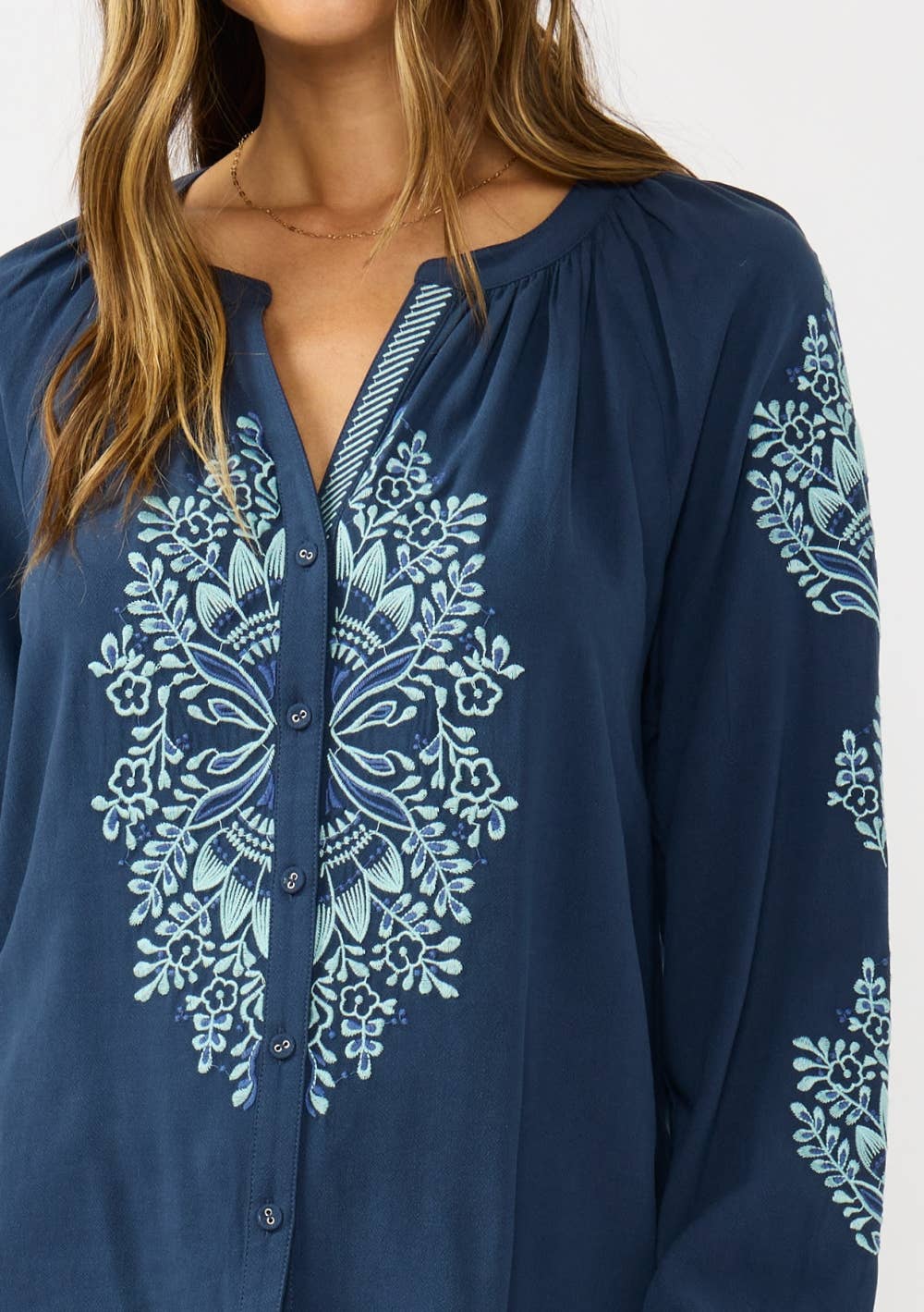 Maeve Embroidered Button Blouse
