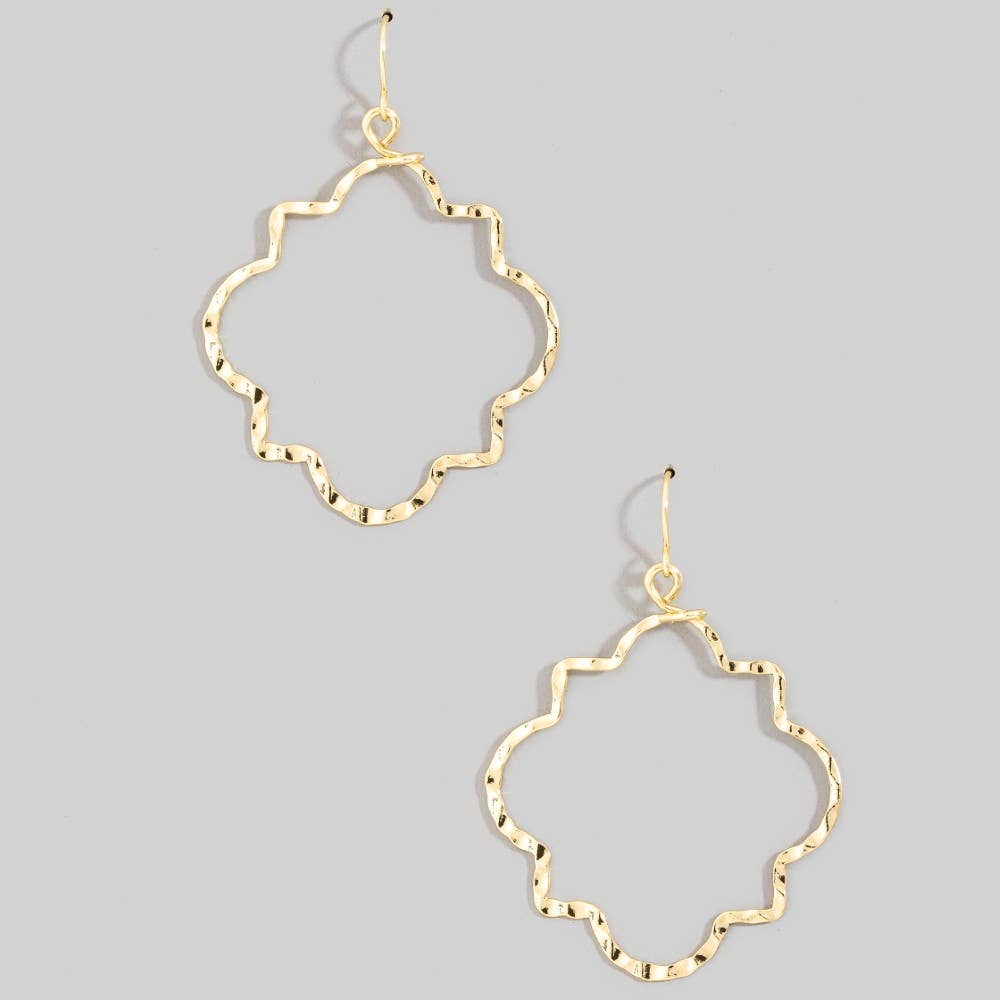 Gold Dipped Hammered Layered Wavy Hoops Dangle Earrings