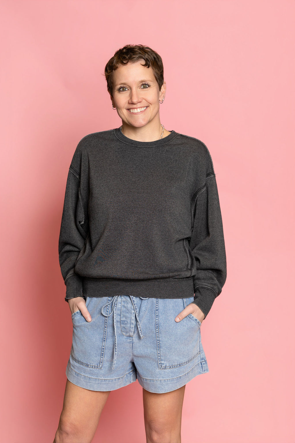 Raw Edge Detail Burnout Softest Sweatshirt