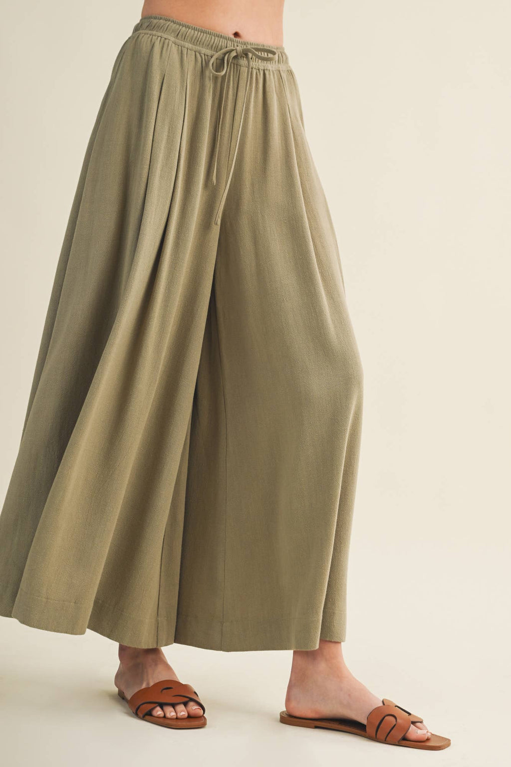 Cascading Volume Drawstring Waist Pants
