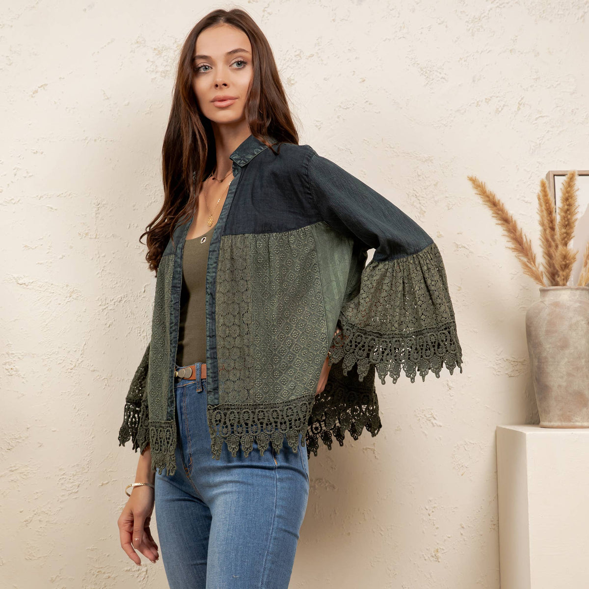 Juniper Crochet Lace Bell Sleeve Jacket