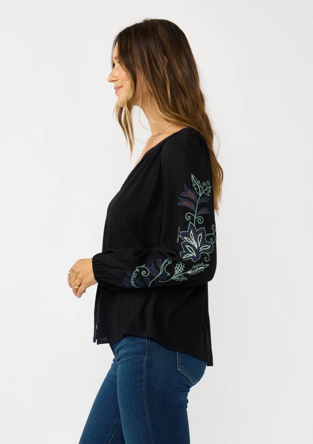 Willow Embroidered Button Down Blouse