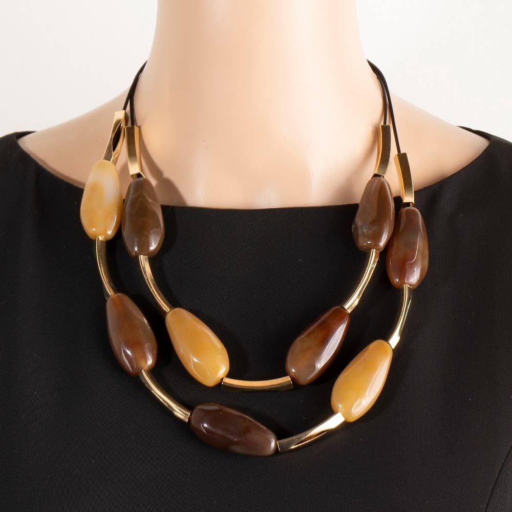 Large Stone Layered Resin Necklace