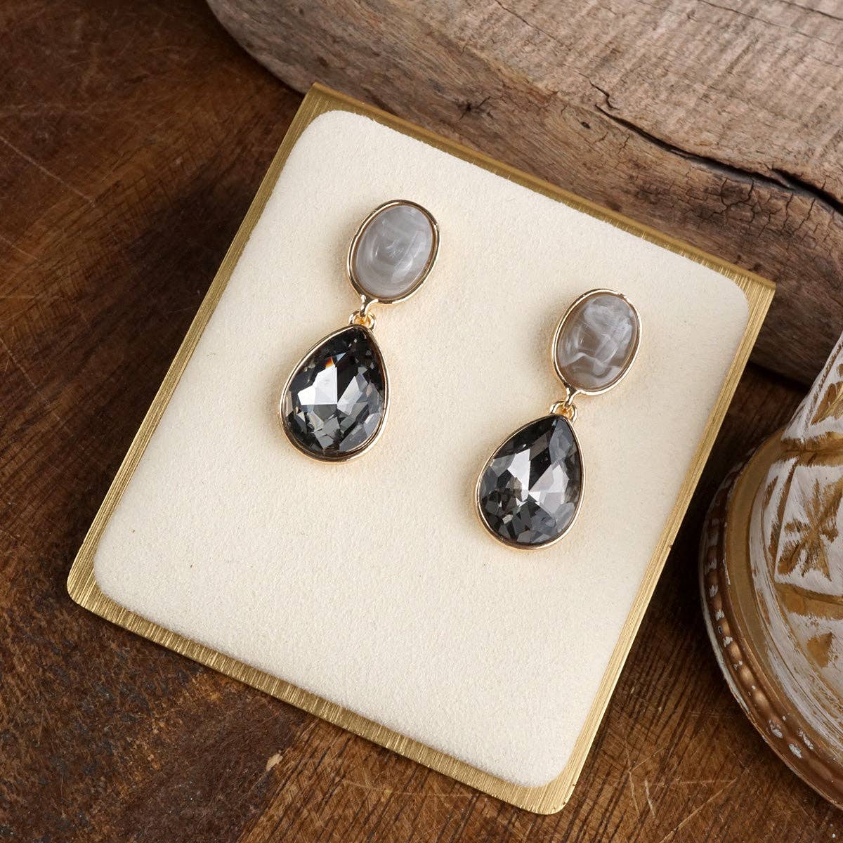 Moonlit Grace – Classic Teardrop Jeweled Statement Earrings