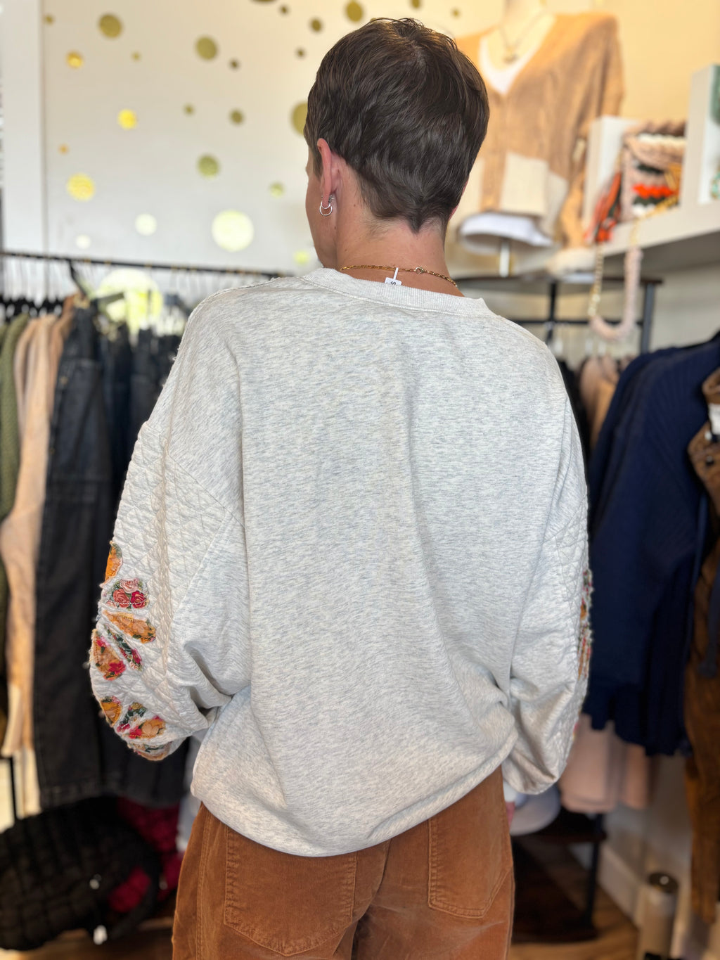 Mary Top with Quilted Floral Sleeves