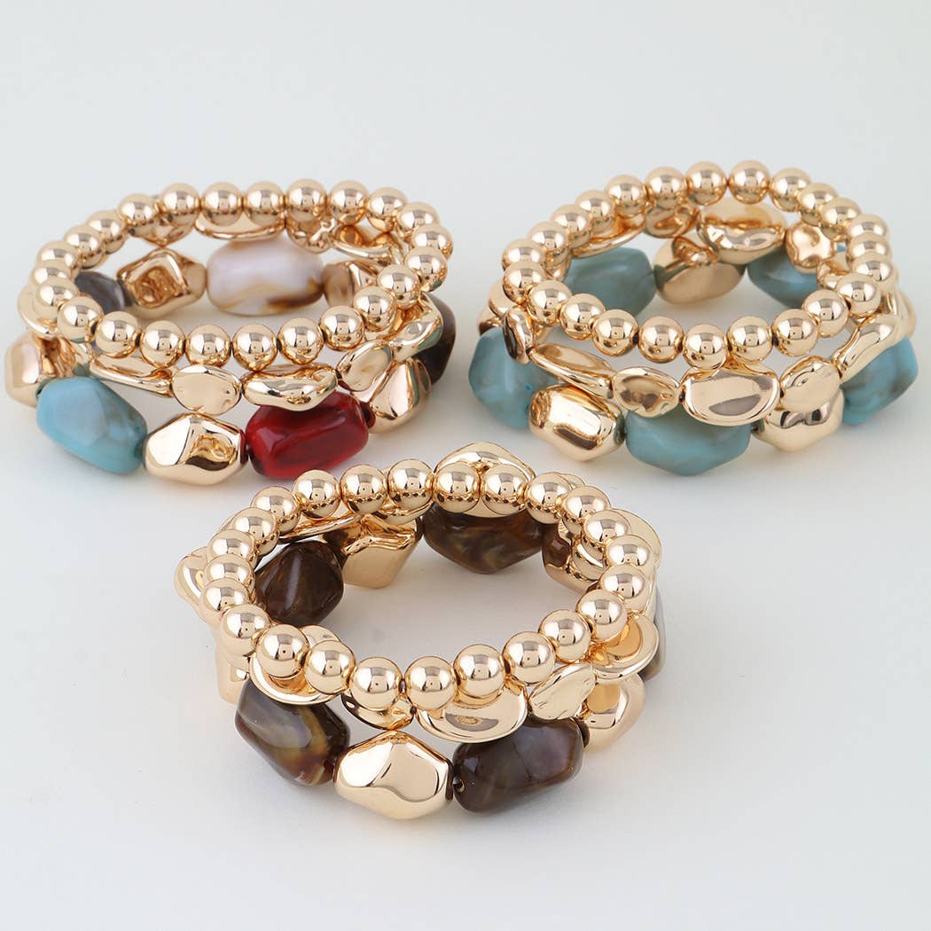 Triple Stone Beaded Bracelet