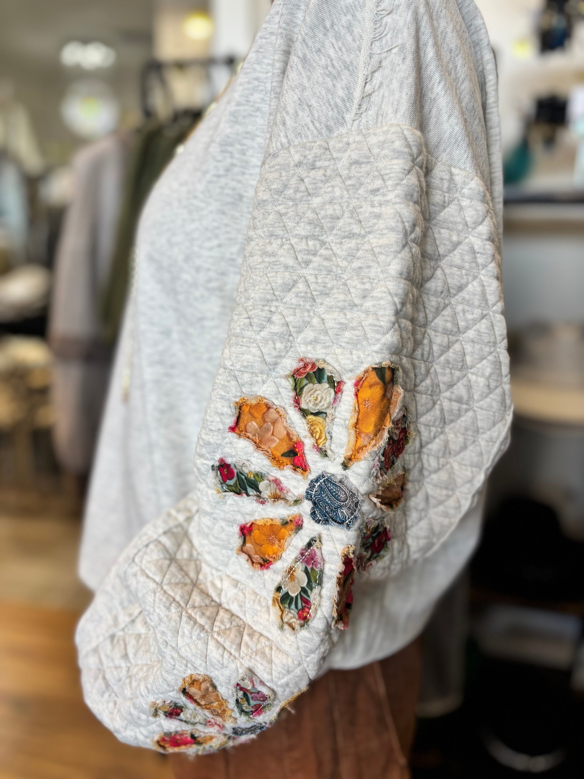 Mary Top with Quilted Floral Sleeves