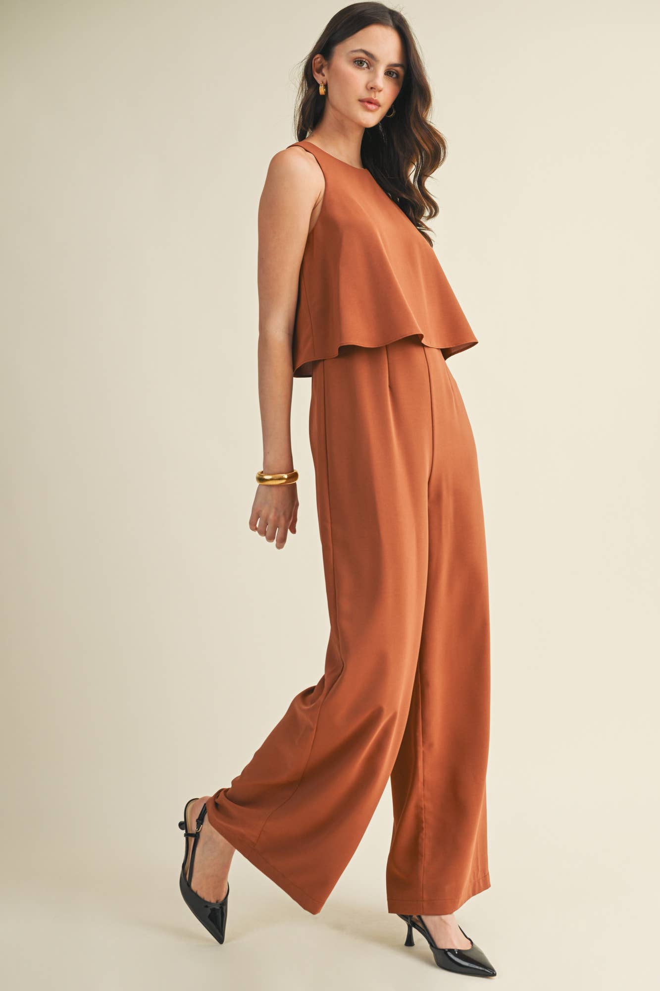 Lola Sleeveless Jumpsuit in Soft Hazel