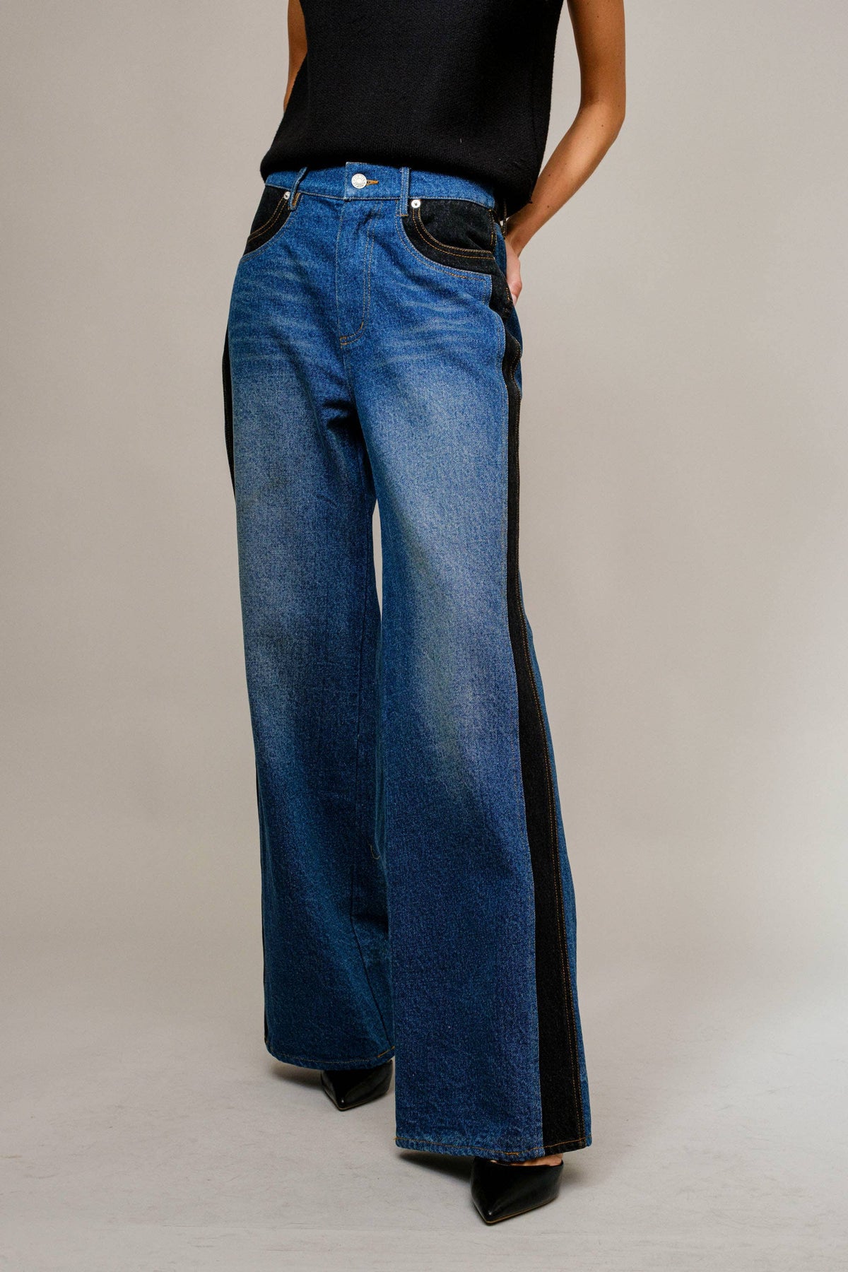 Verona Two-Tone Wide Leg Jeans