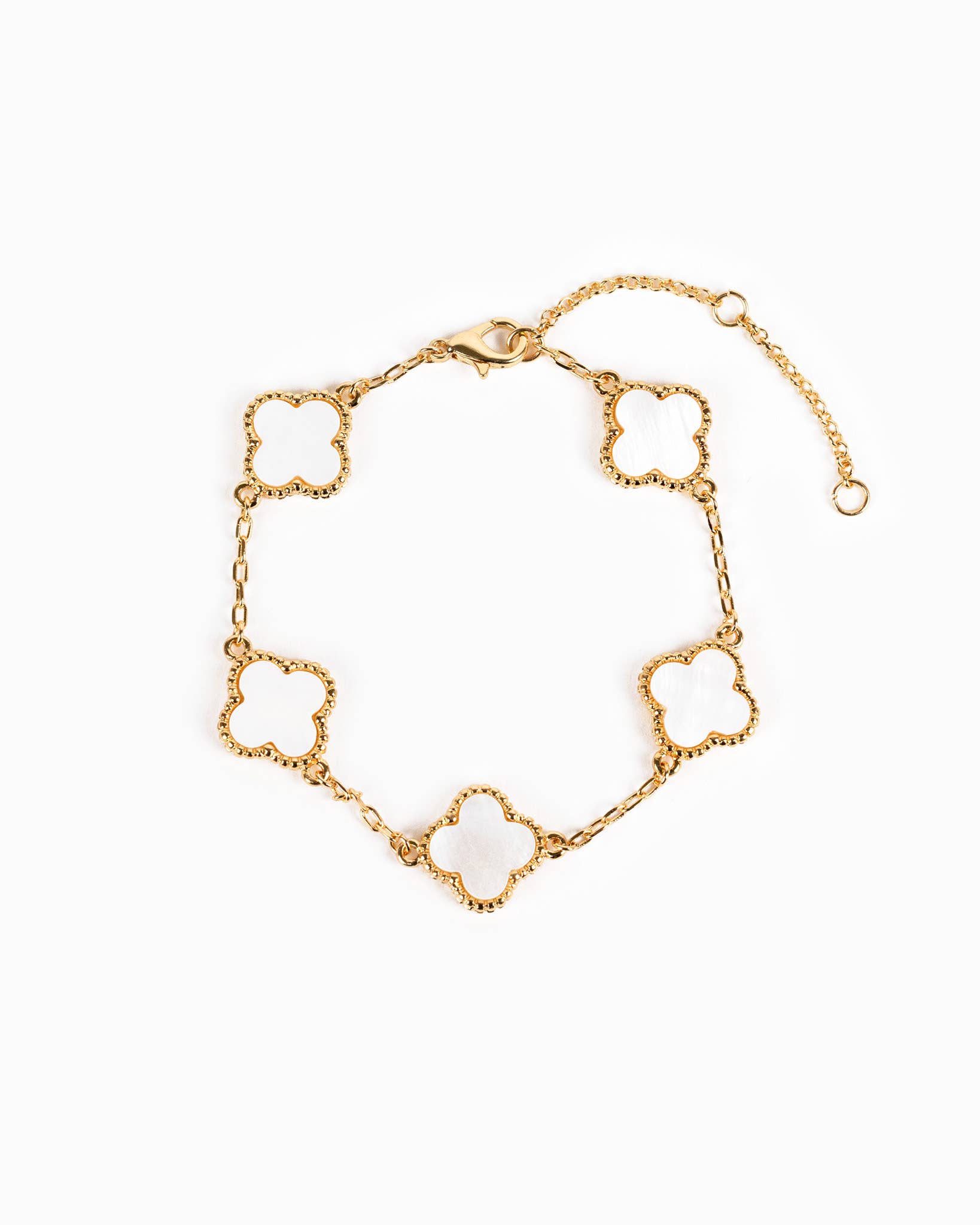 Double Sided Pearl Clover Chain Bracelet