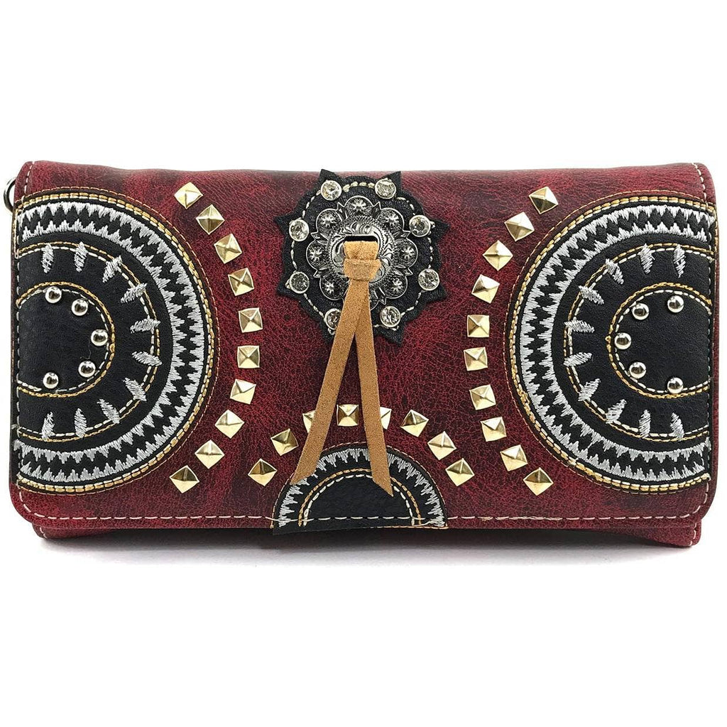 Medallion Concho Vintage Western Crossbody Wallet