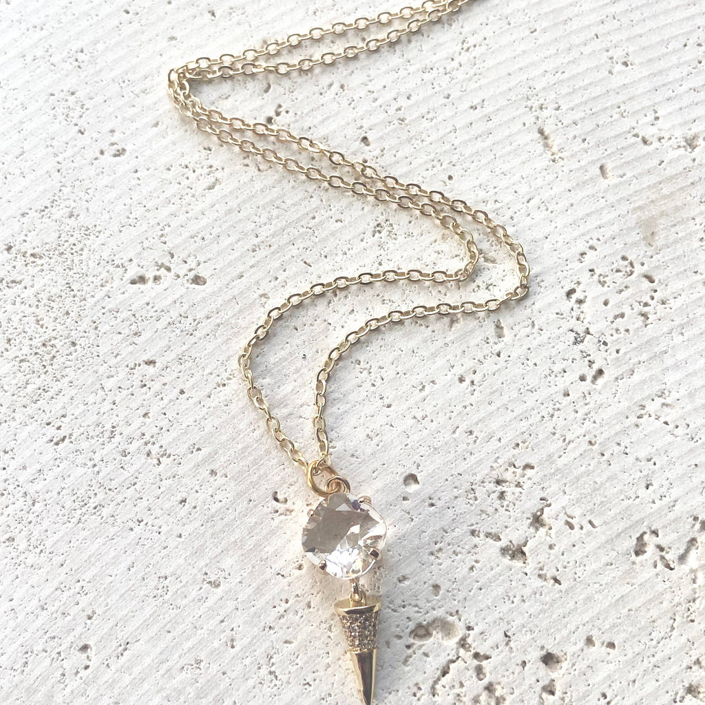 Simple Spike Gold Charm Necklace