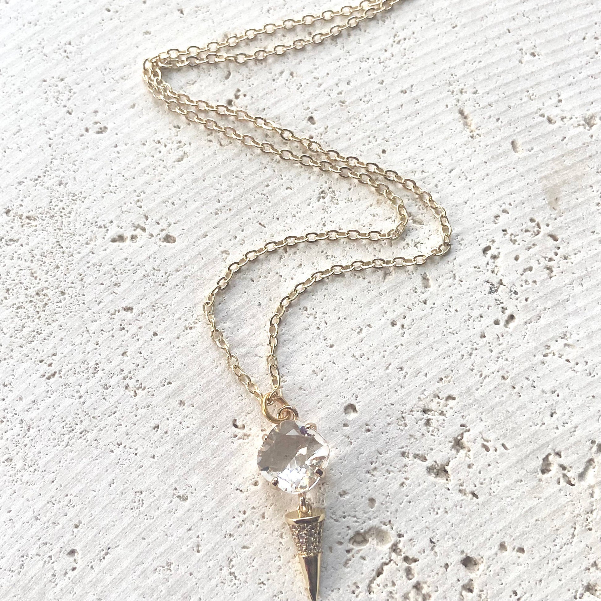 Simple Spike Gold Charm Necklace