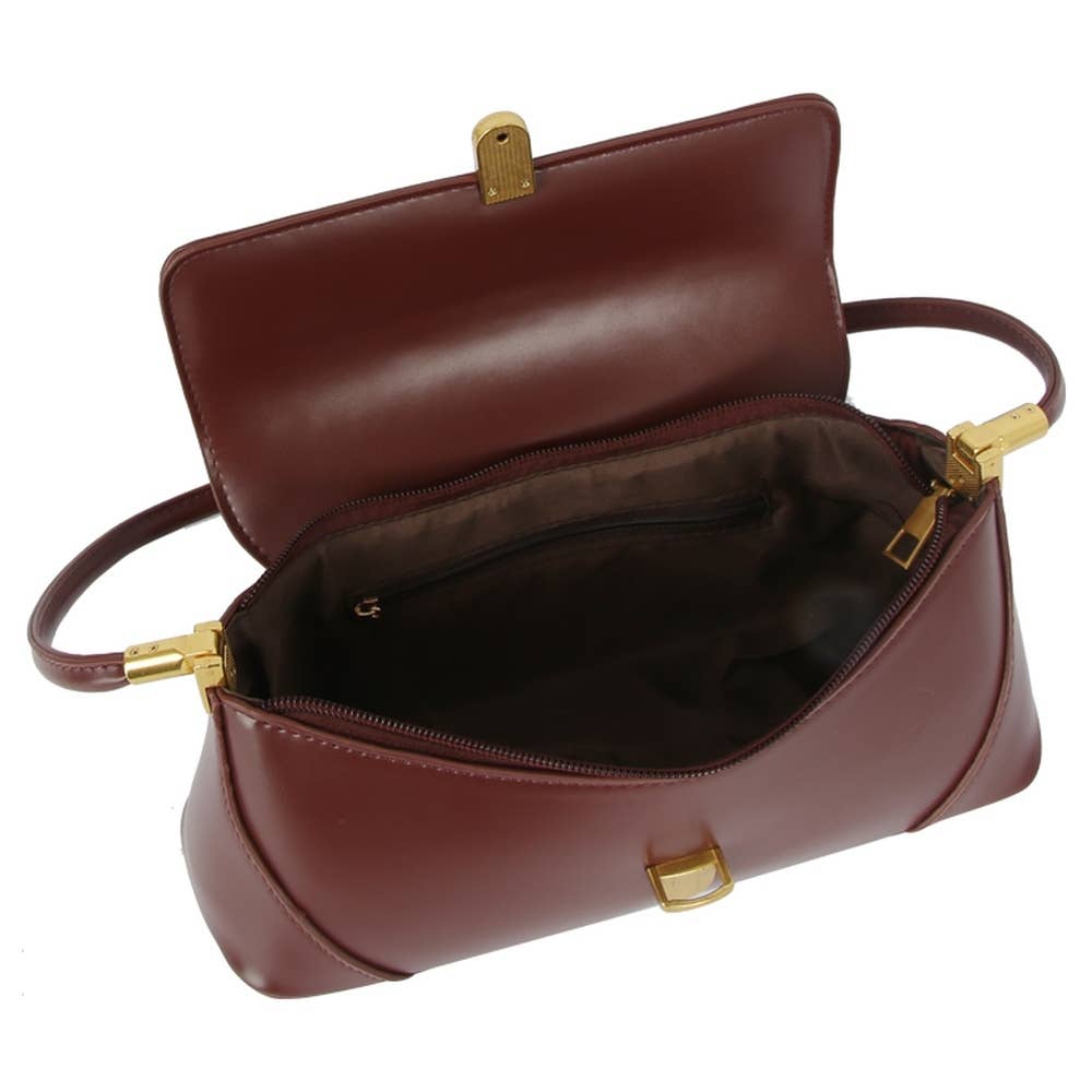 Push Lock Flap Shoulder Bag
