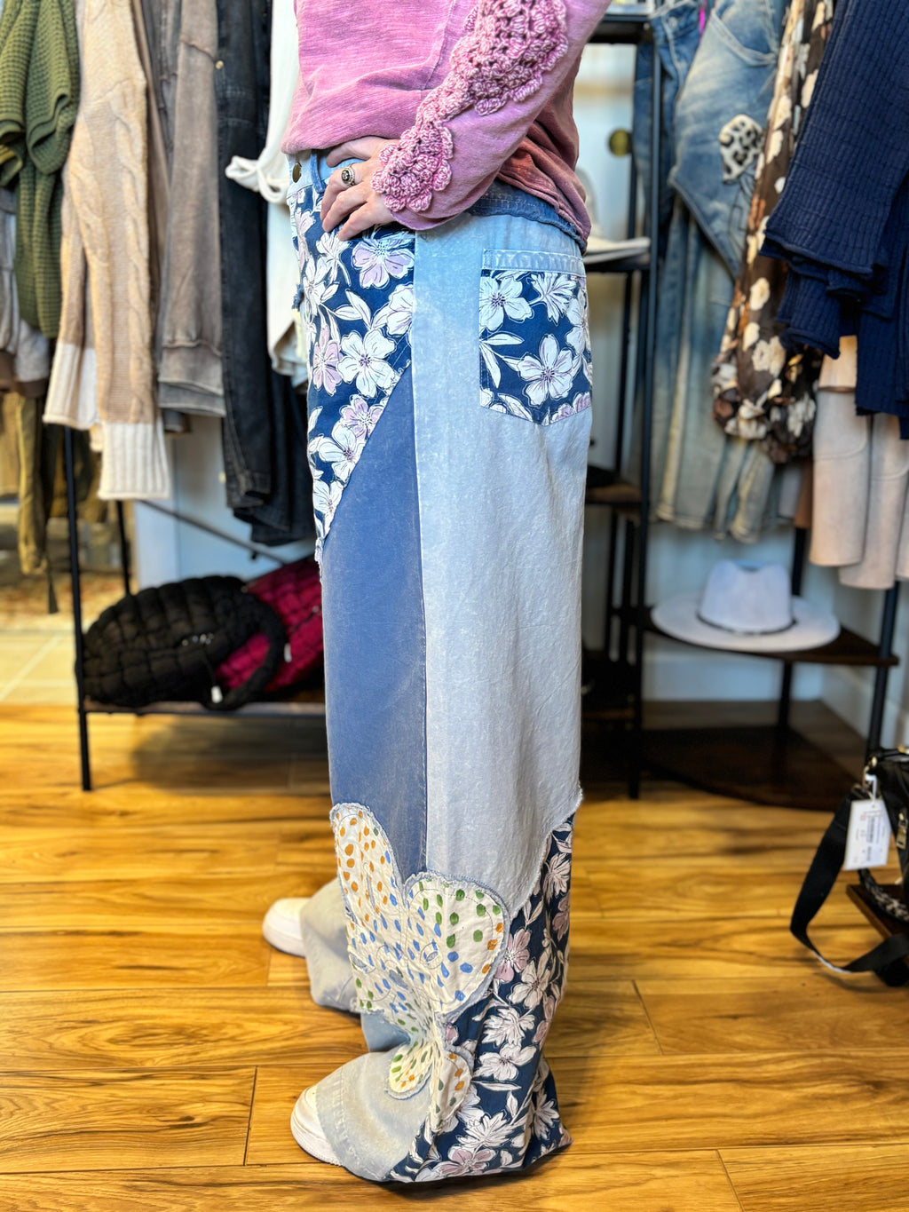 Easel Flower Power Wide Leg Pant