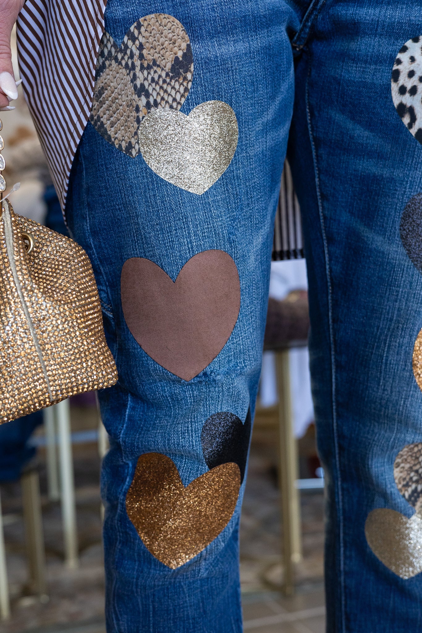 Heart Italian Printed Denim Jeans