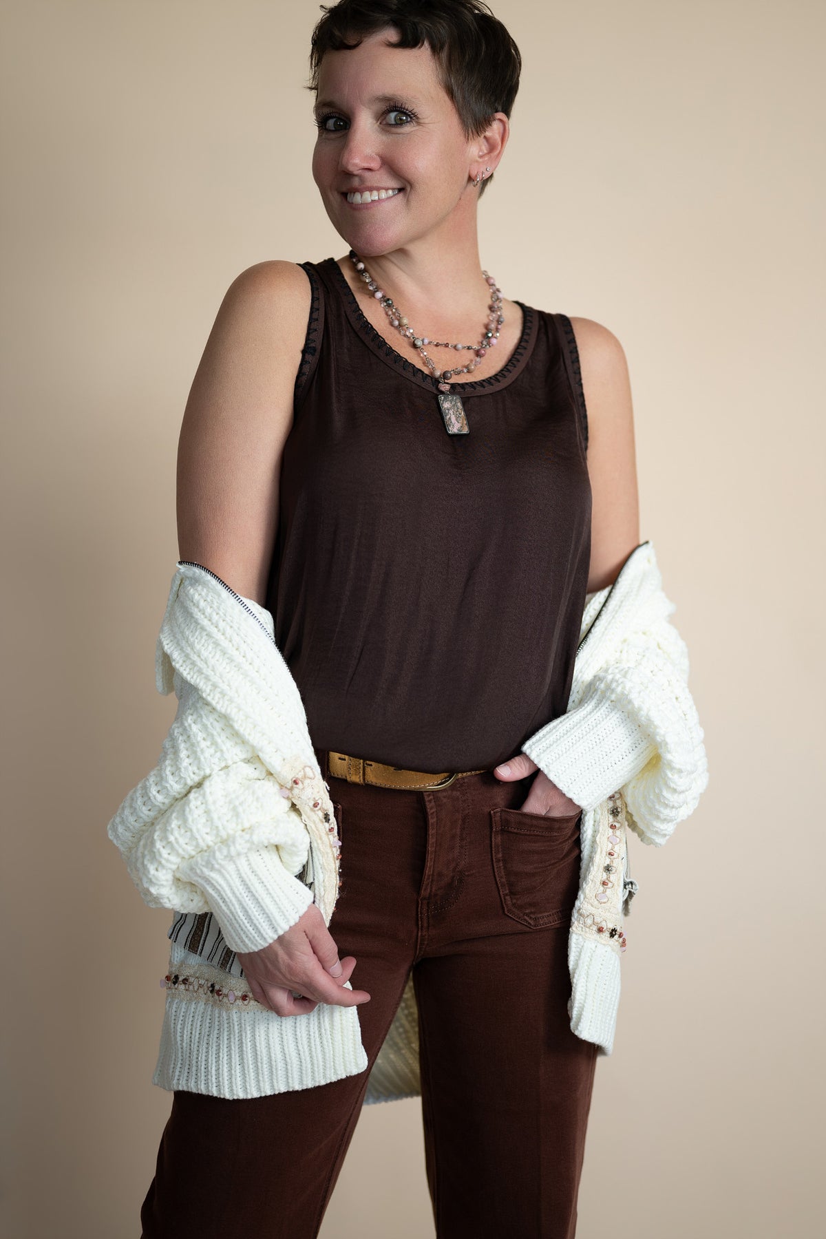 Noelle Whipstitch Flowy Tank