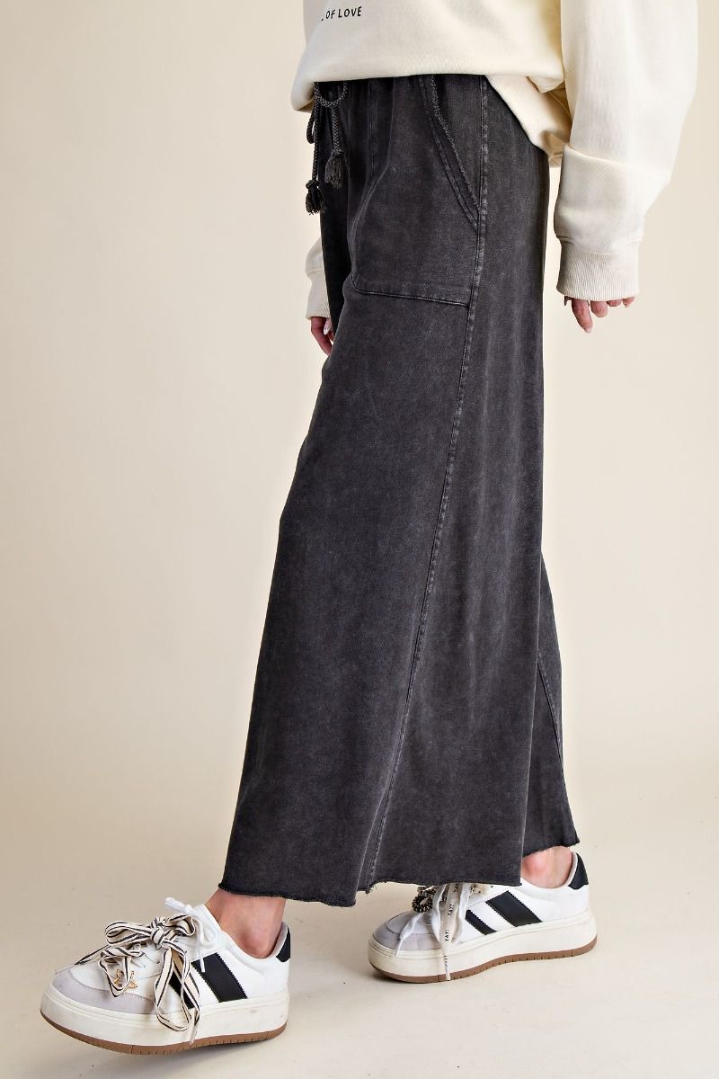 EASEL Washed Terry Wide Leg Pants