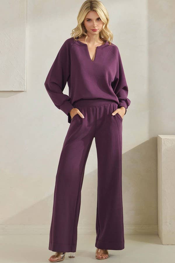 Sofie Soft Top and  Wide Leg Pant Matching Set