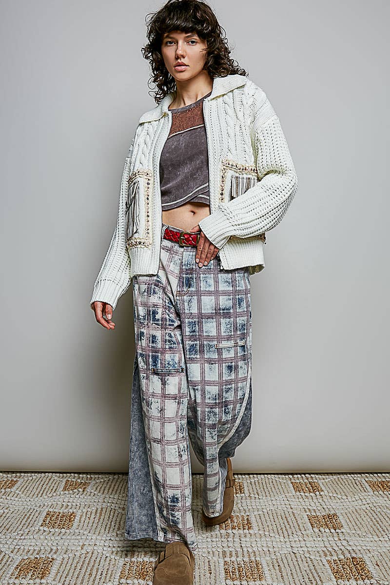 Genevieve Cable Knit Zip Cardigan