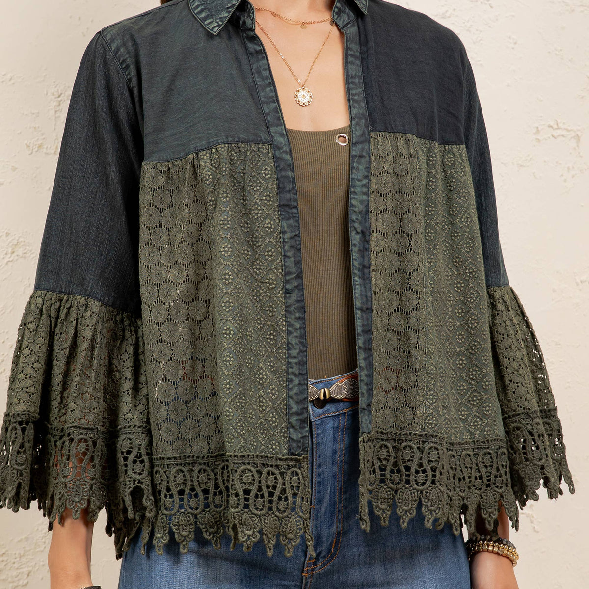 Juniper Crochet Lace Bell Sleeve Jacket