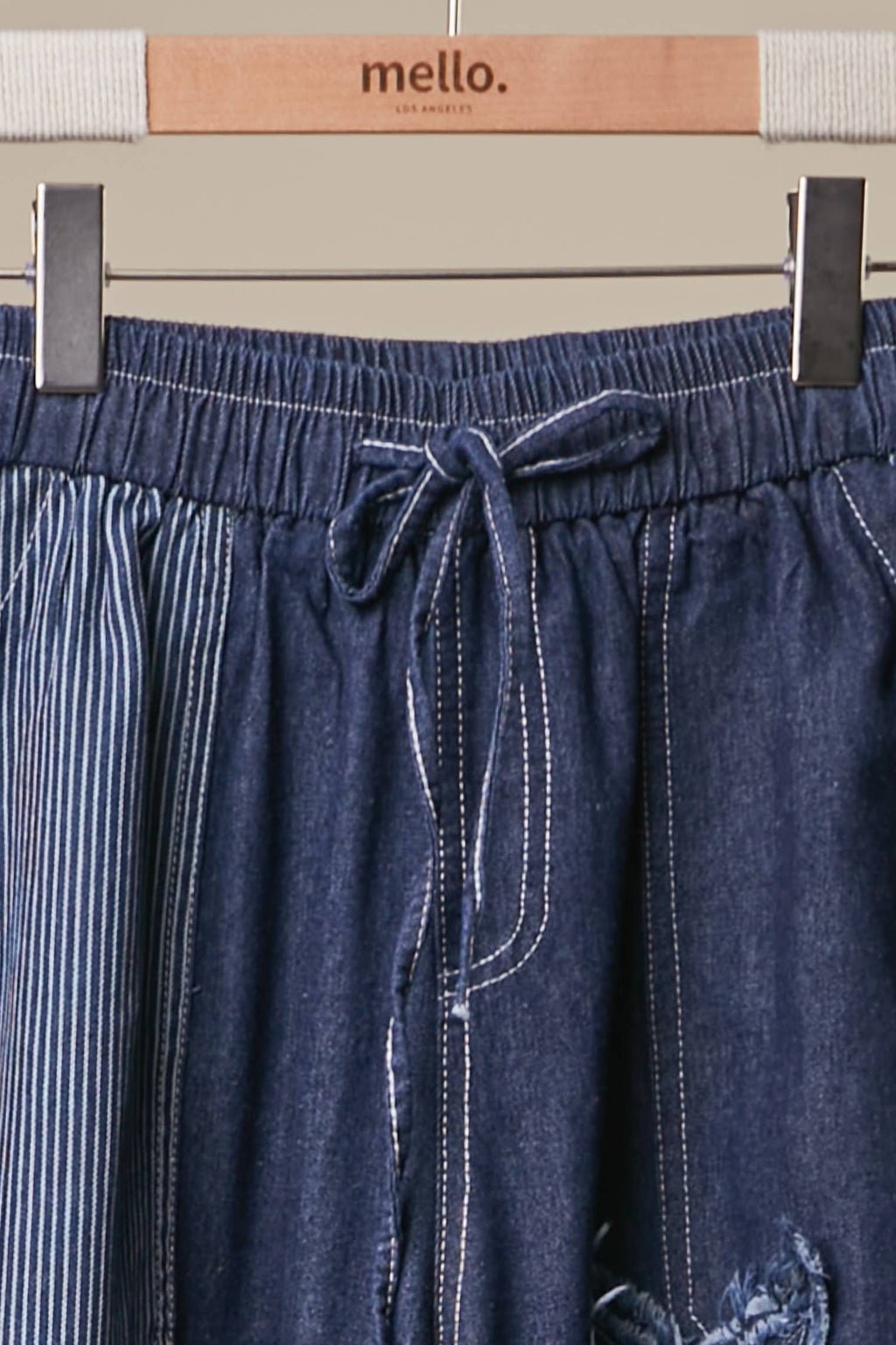 Frayed Star Patch Denim Wide Pants