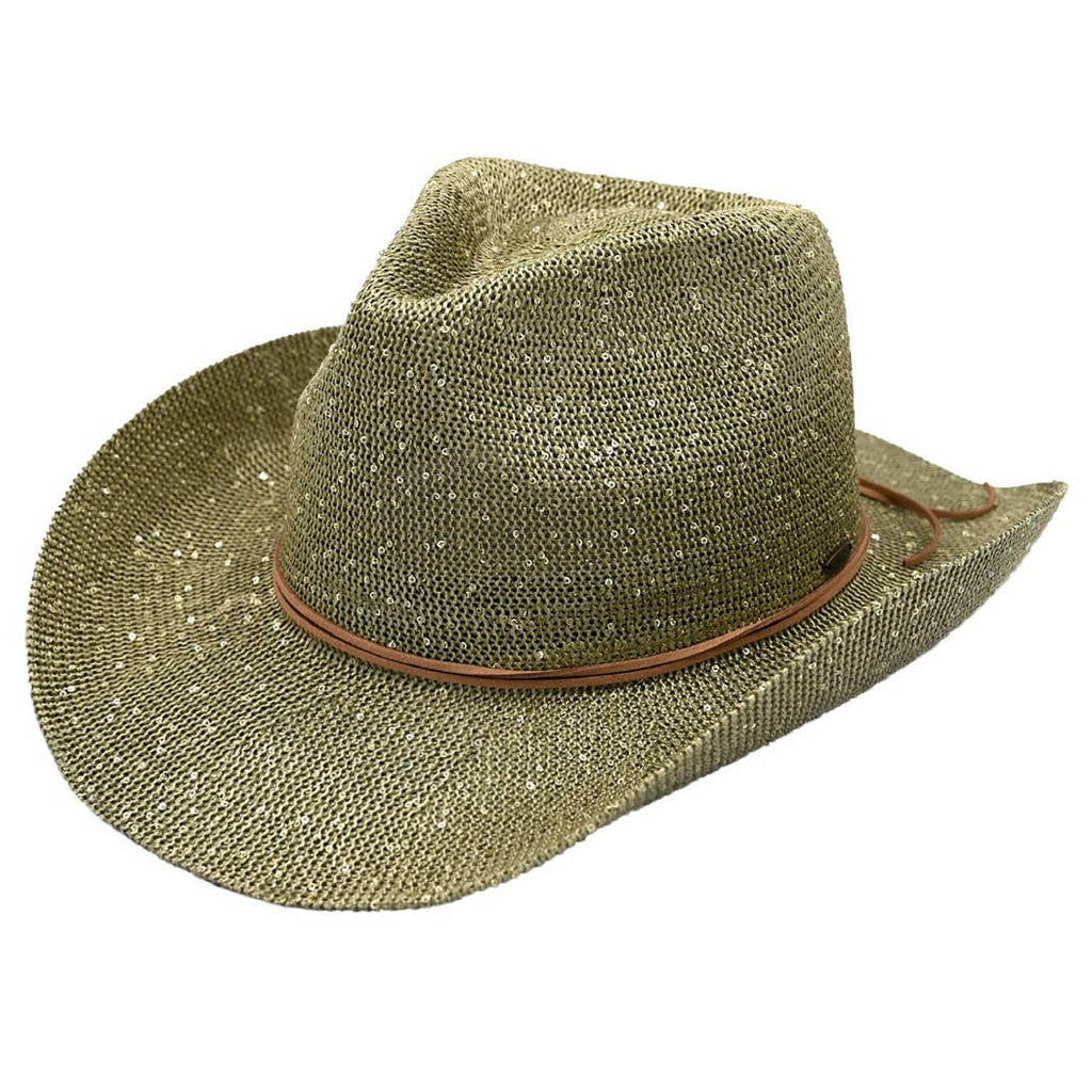 Sequin Cowboy Hat with Suede String