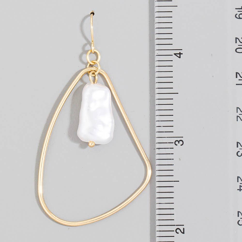 Pearl Bead Irregular Tear Dangle Earrings