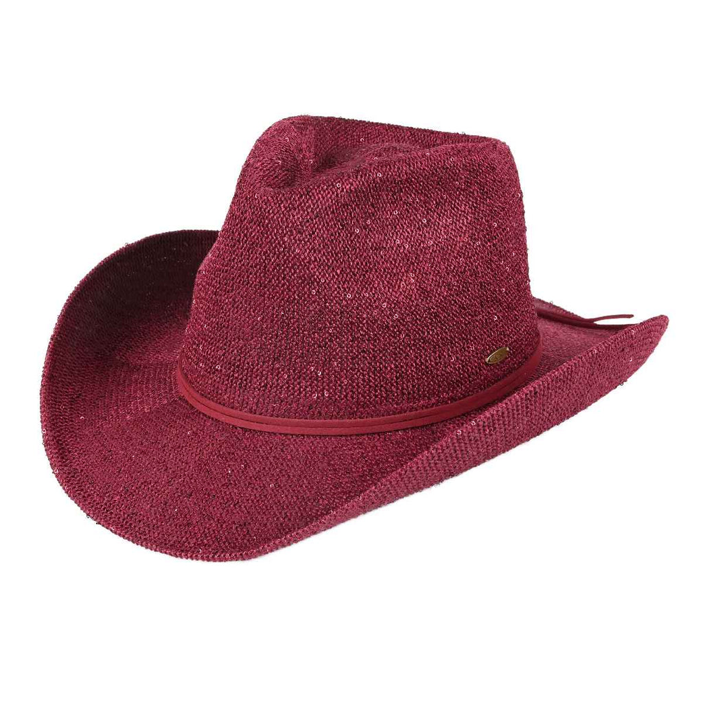 Sequin Cowboy Hat with Suede String