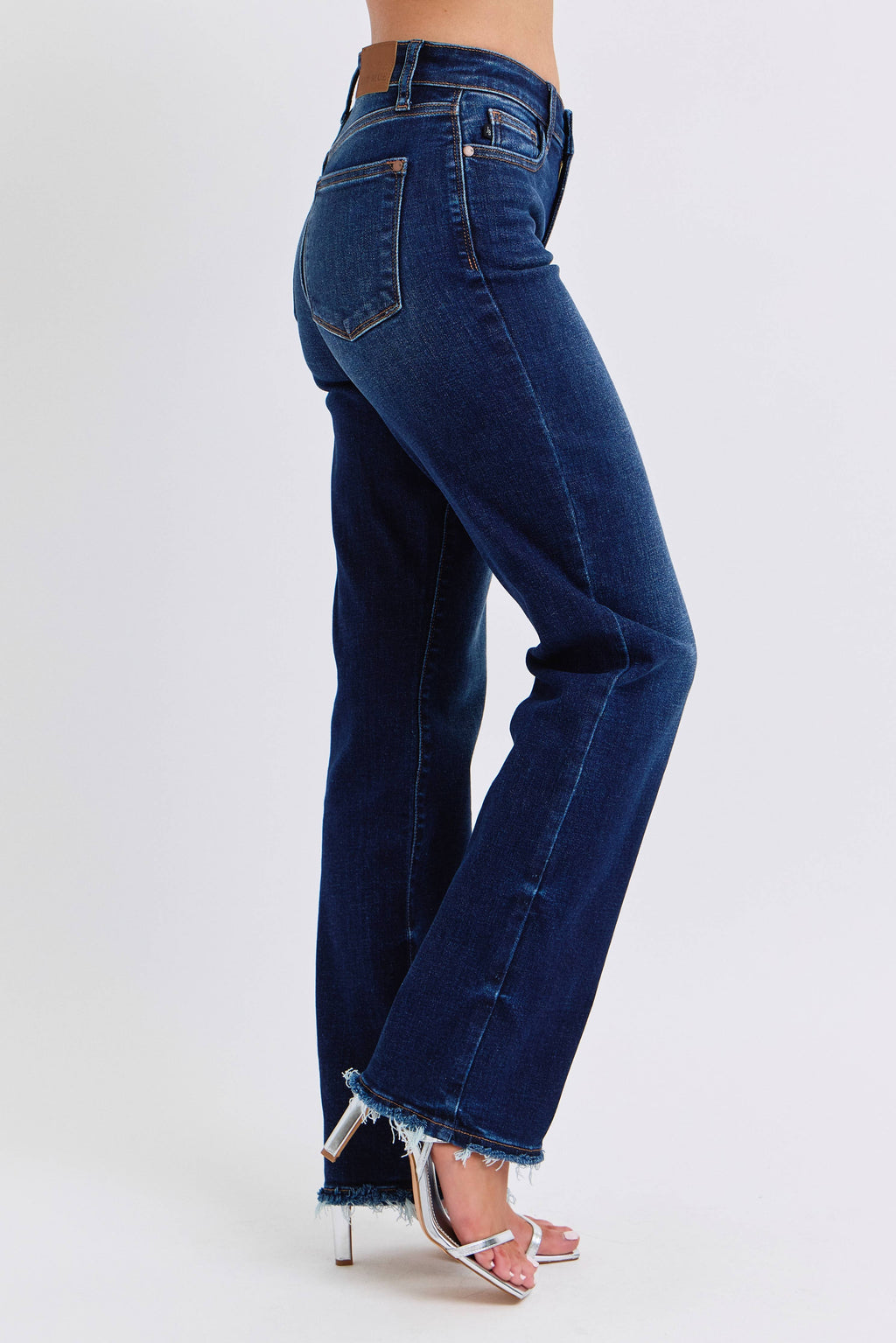Judy Blue Mid Rise Straight Leg with Fray Hem