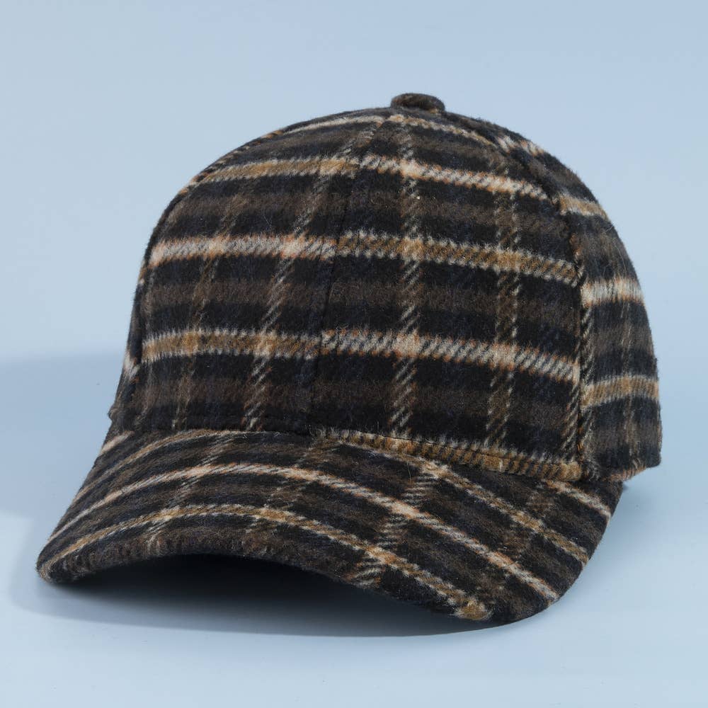 Tartan Check Curved Brim Baseball Cap