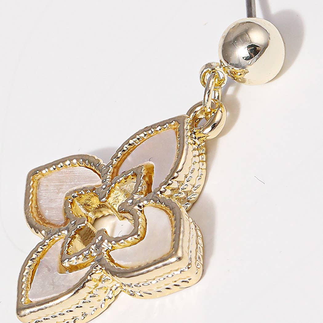 Double Layer Clover 14K Plated Post Earrings