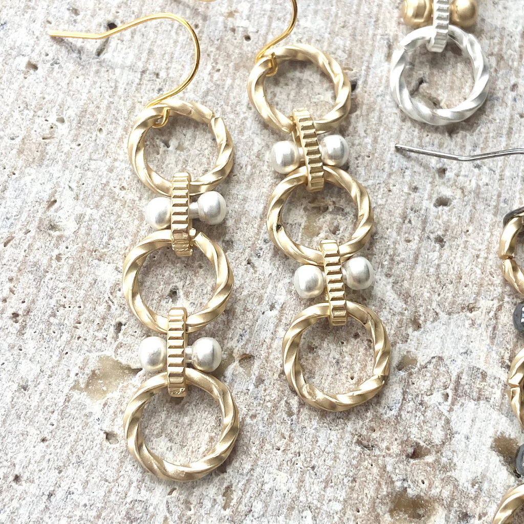 Matte Gold Linked Earrings
