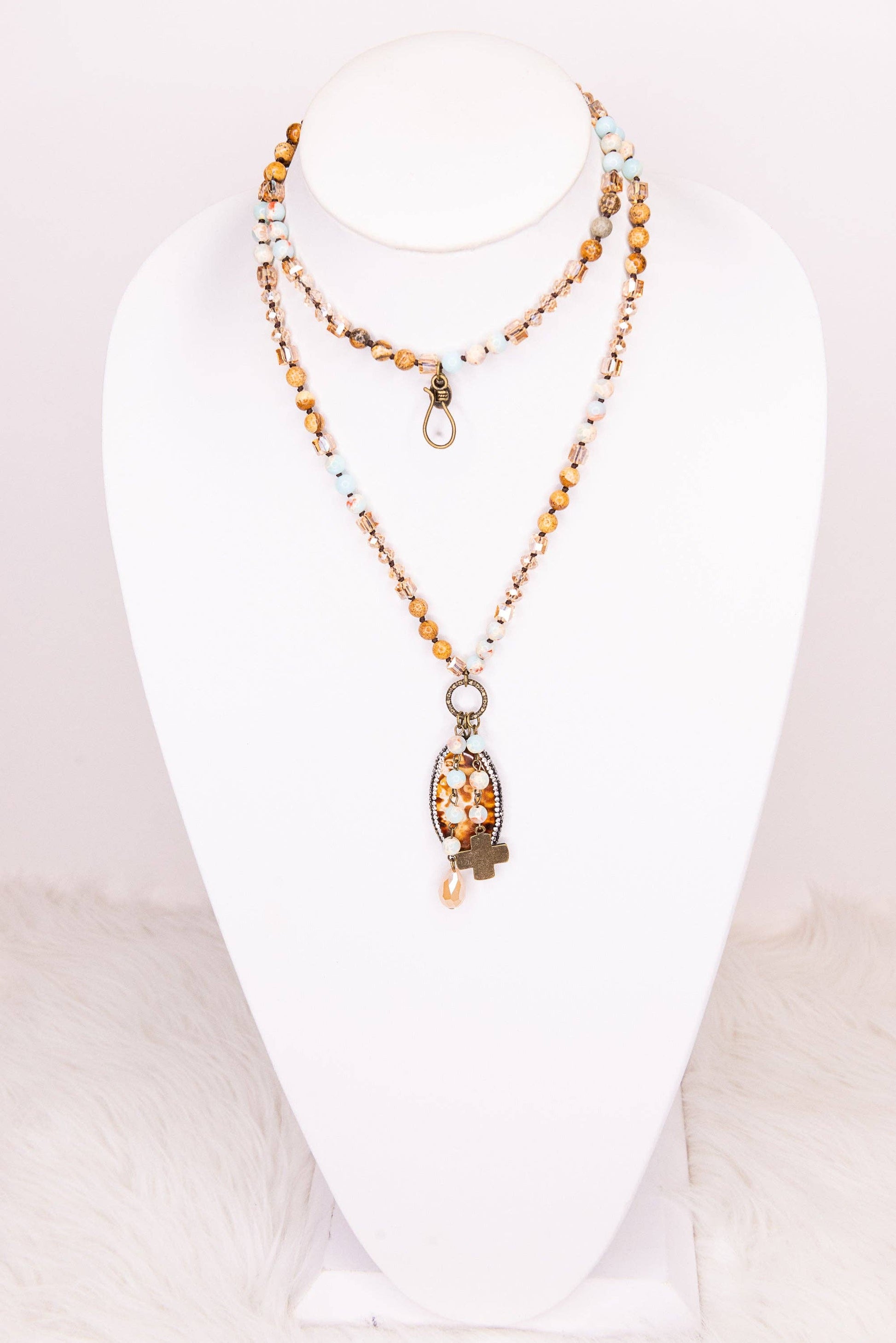 Boho Necklace in Amazonite and Jasper/Emma