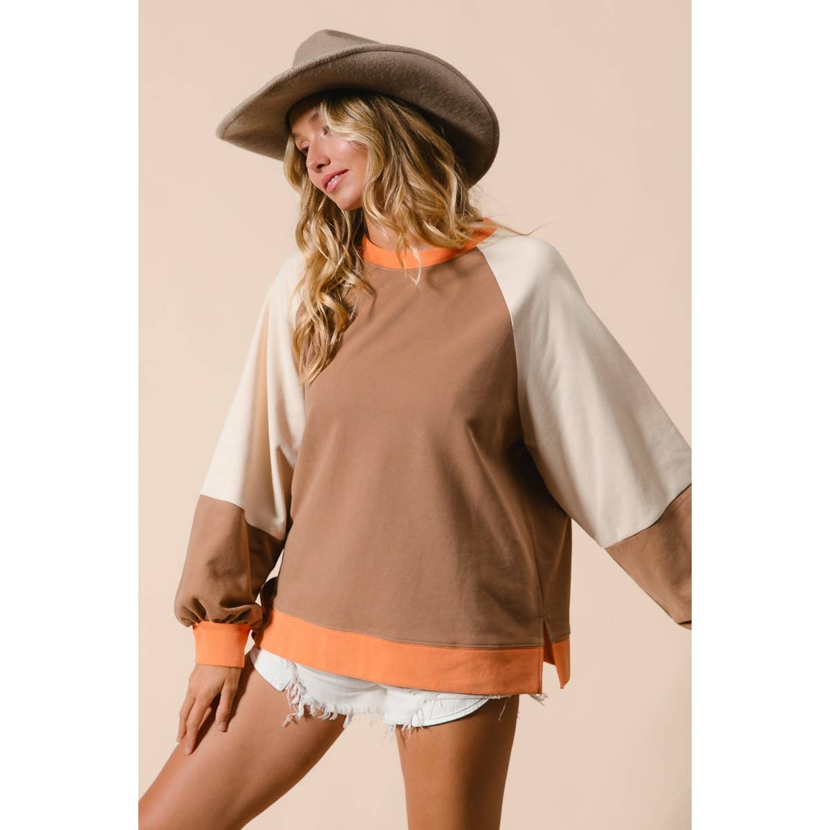 Maris French Terry Color Block Top
