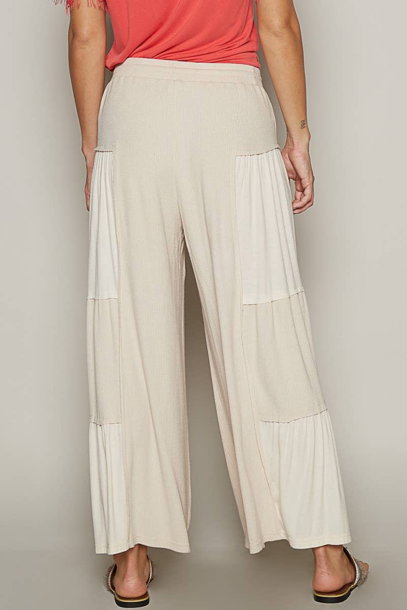POL Ribbed Contrast Wide Leg Pants