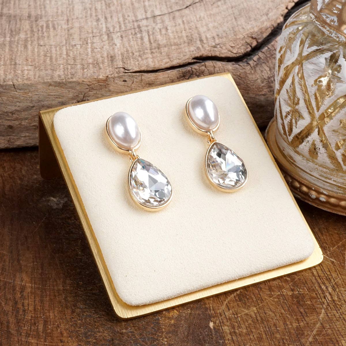 Moonlit Grace – Classic Teardrop Jeweled Statement Earrings