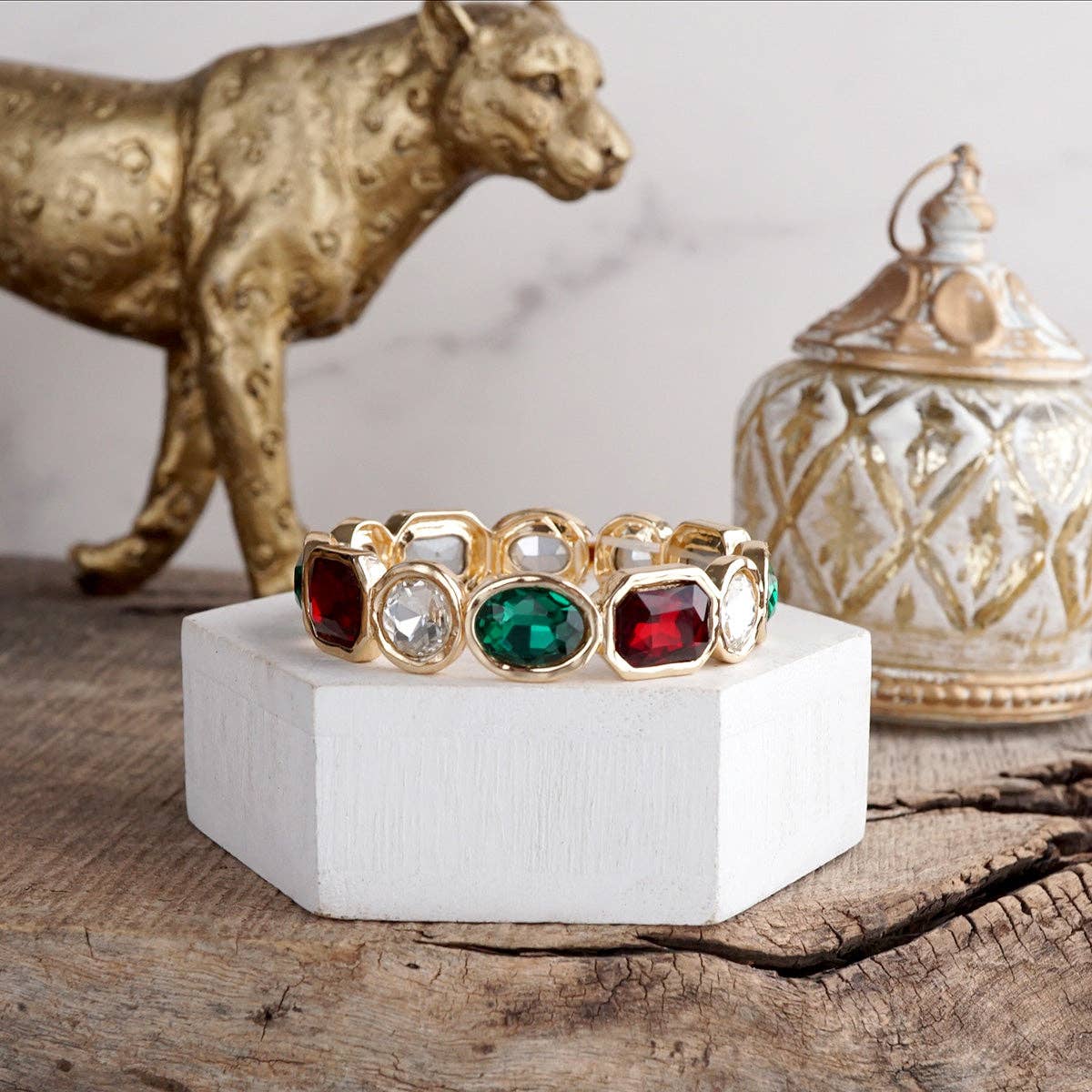 Emerald Green Statement Stretch Gem Bangle