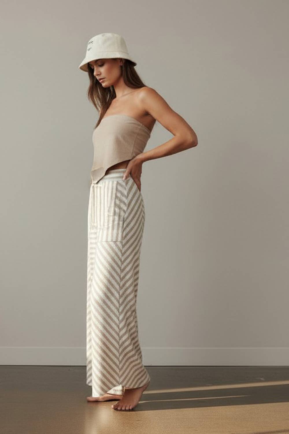 Stripe Lounge Wide Leg Summer Pants