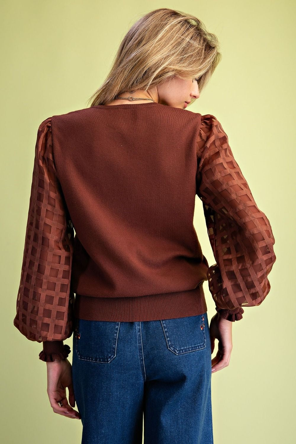Eliza Organza Sleeve Knit Sweater