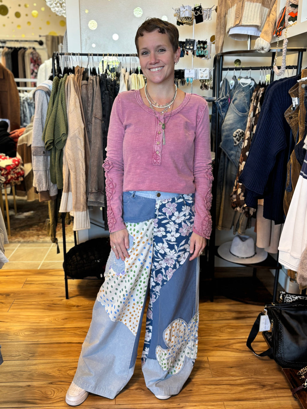 Easel Flower Power Wide Leg Pant