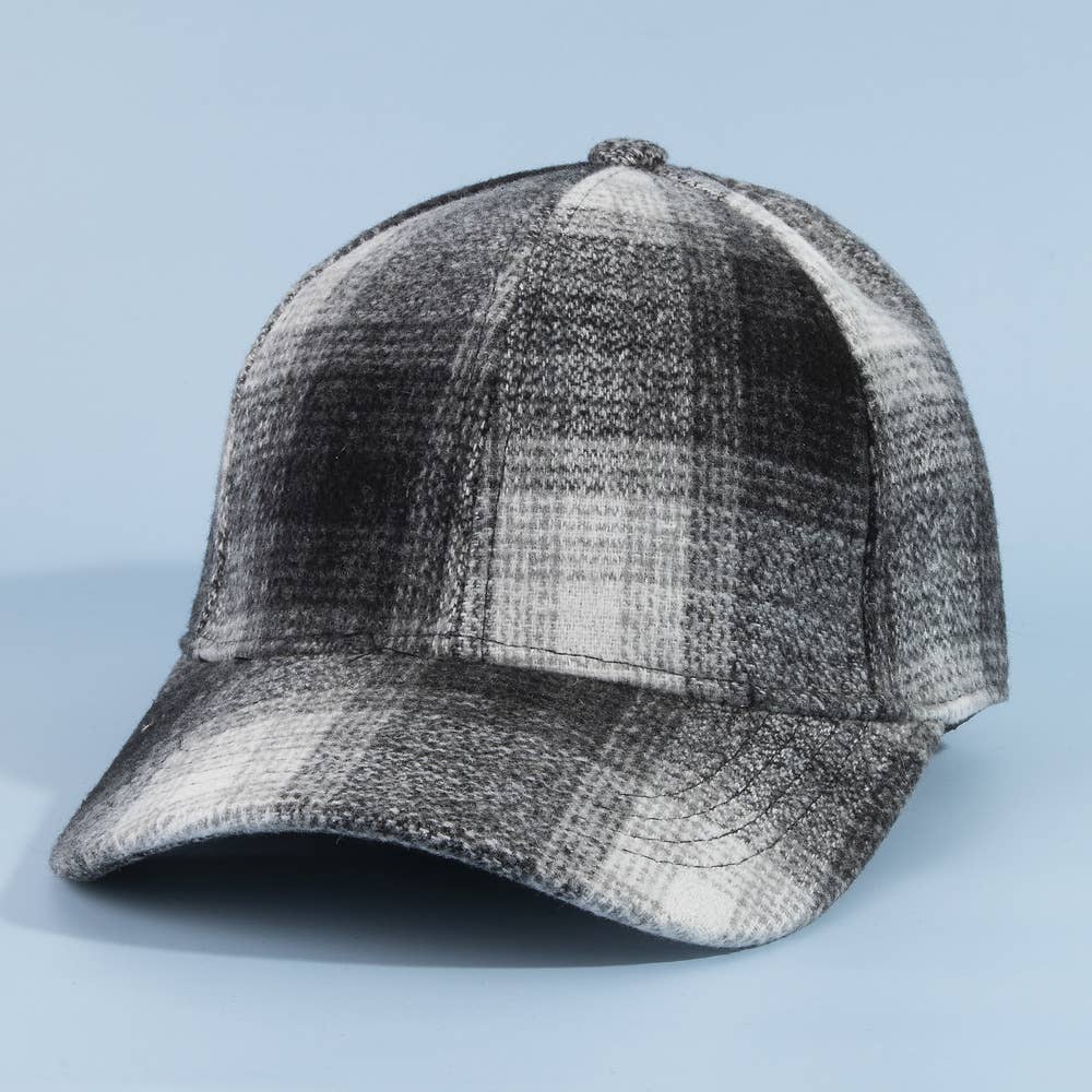 Shadow Plaid Curved Brim Baseball Cap