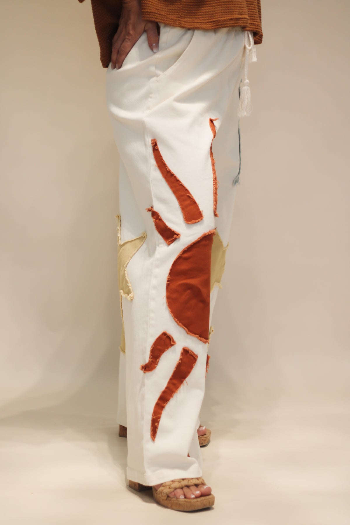 Sun Moon Star Patch Wide Pants