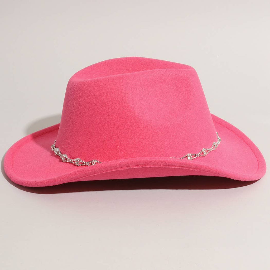 Rhinestone Decorative Solid Color Cowboy Hat