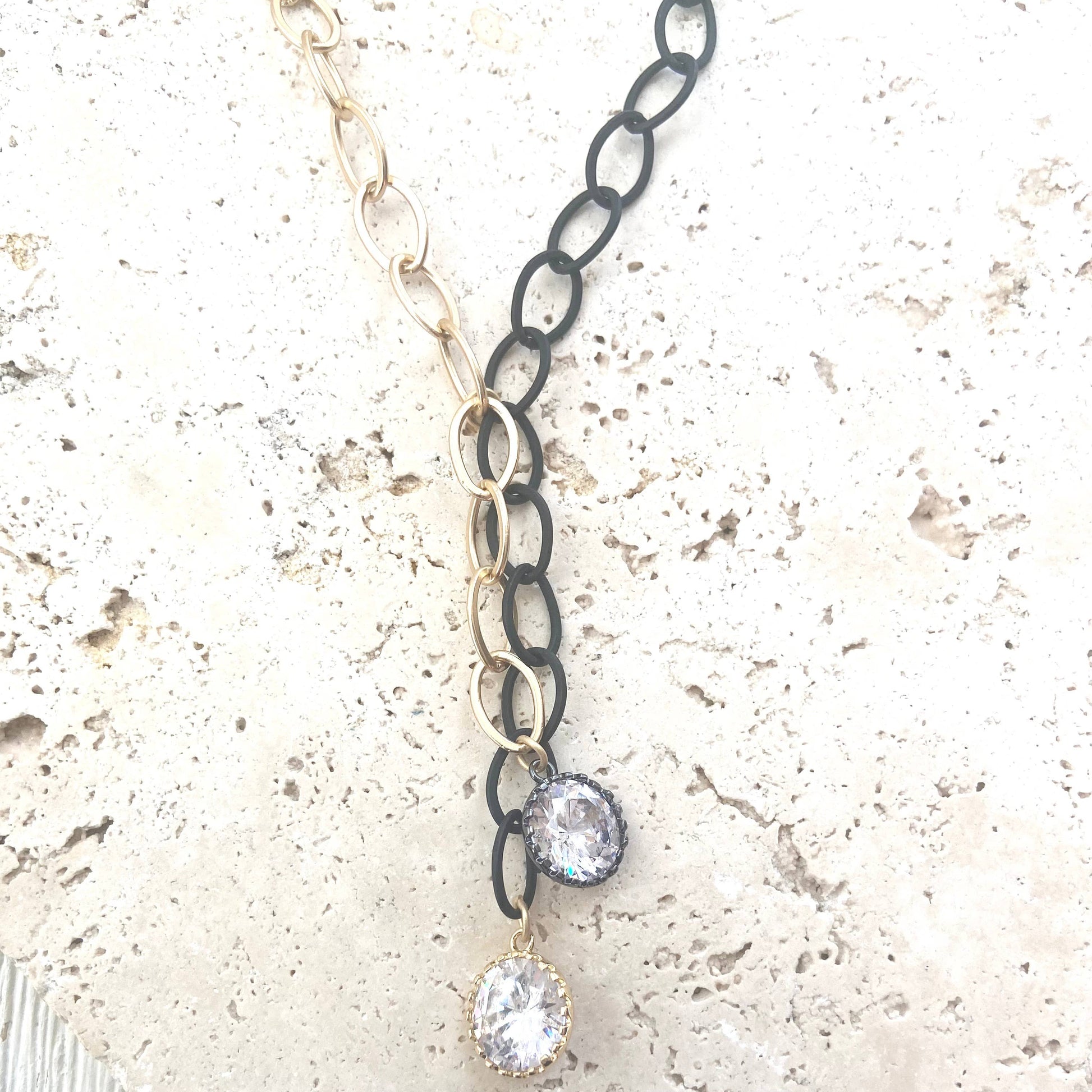 Matte Gold + Black Mixed Medal Necklace