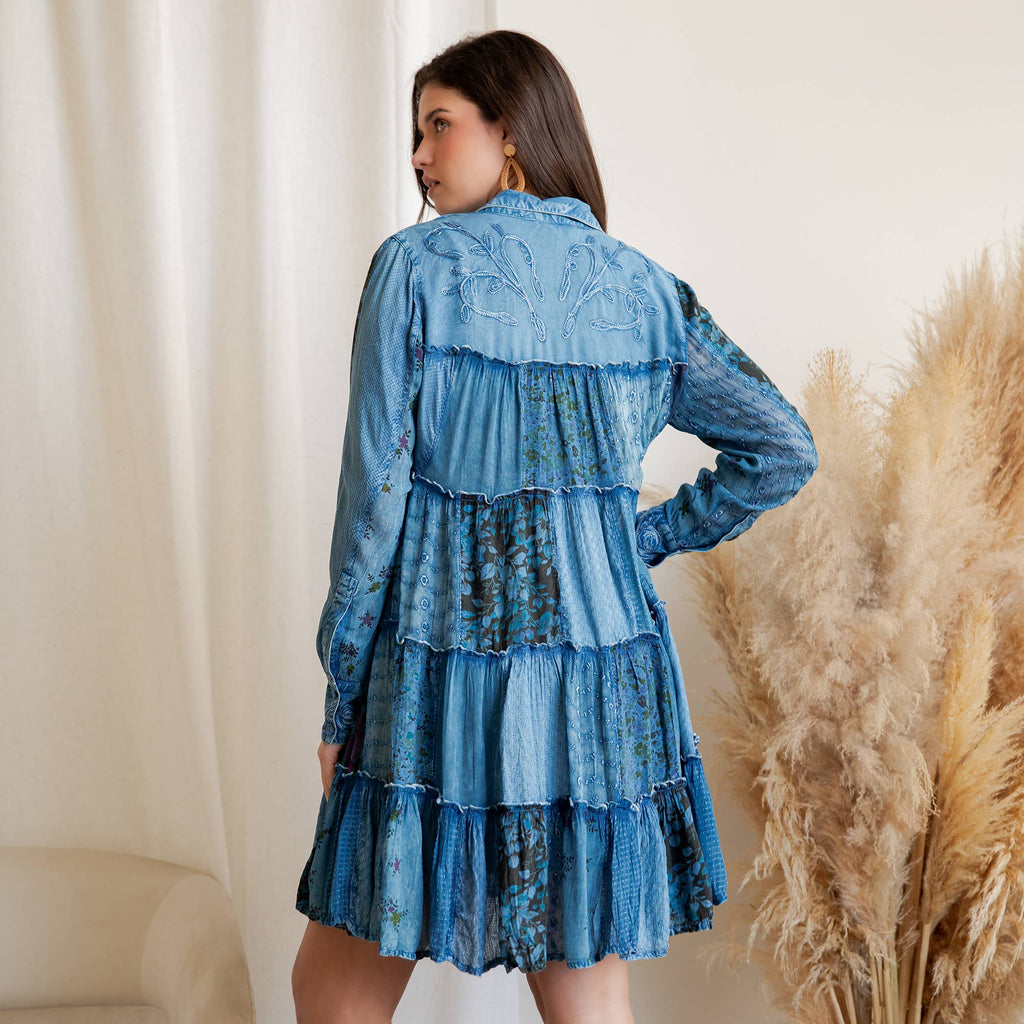 Boho Patchwork Babydoll Summer Dress