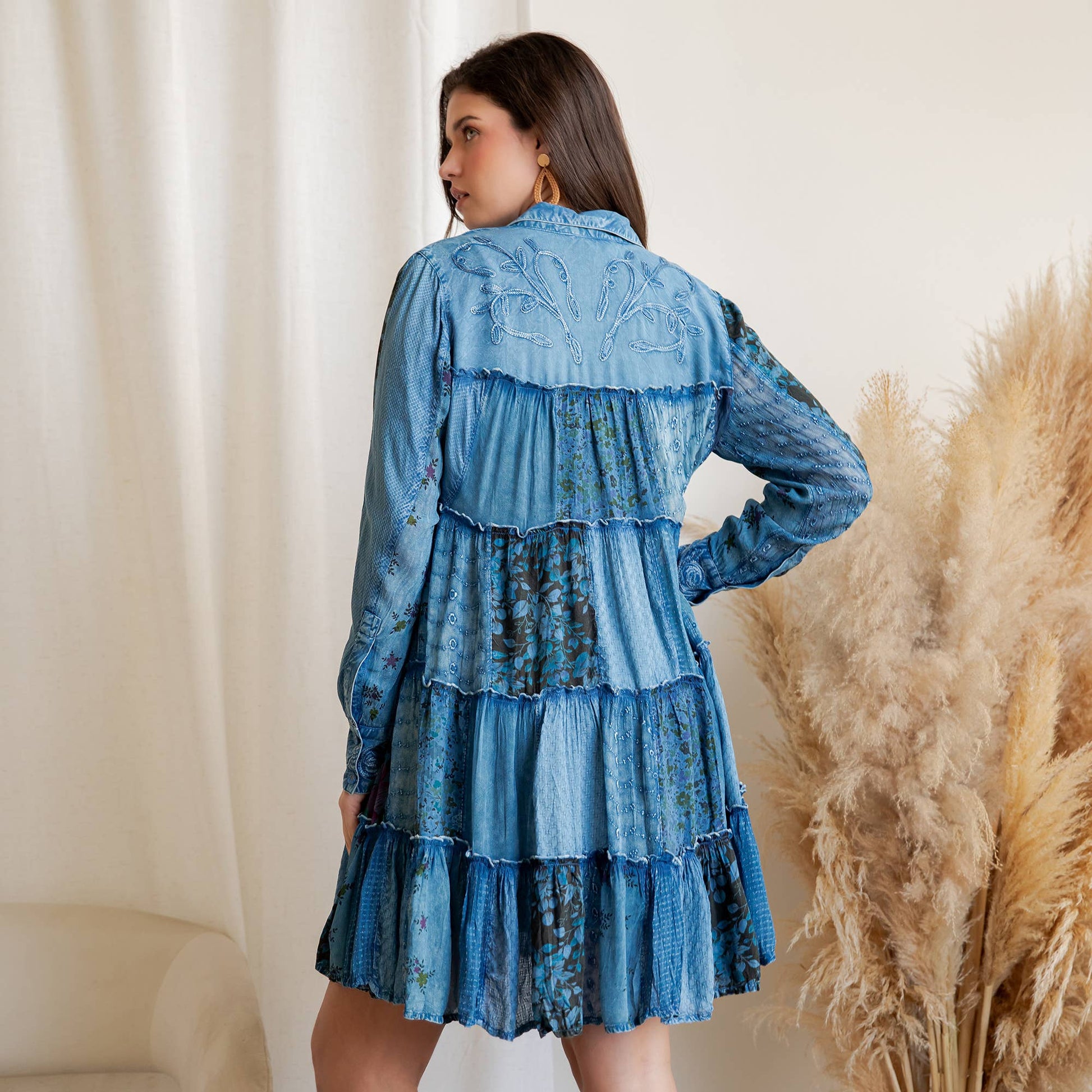 Boho Patchwork Babydoll Summer Dress