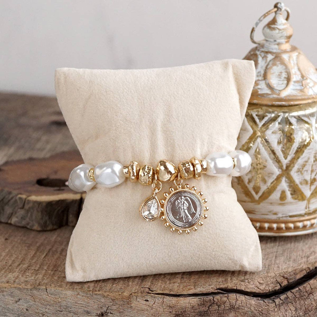 Pearl Angel Charm Stretch Bracelet – Gilded Keepsake